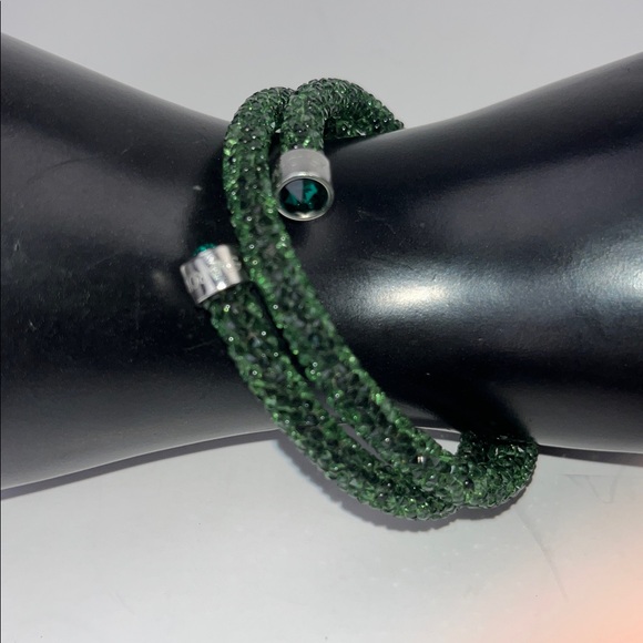 Authentic Swarovski Crystaldust Double Loop Bracelet/Bangle ~ in Green - Picture 6 of 14